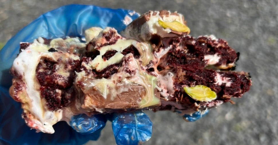 Red Velvet, Pistachio & Milky Way Fluff Stuffed Cookie